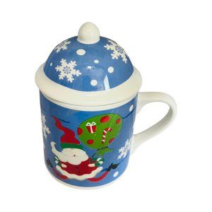 MSI Ceramic Christmas Hot Cocoa Coffee Mug With Lid Vintage Holiday Decor